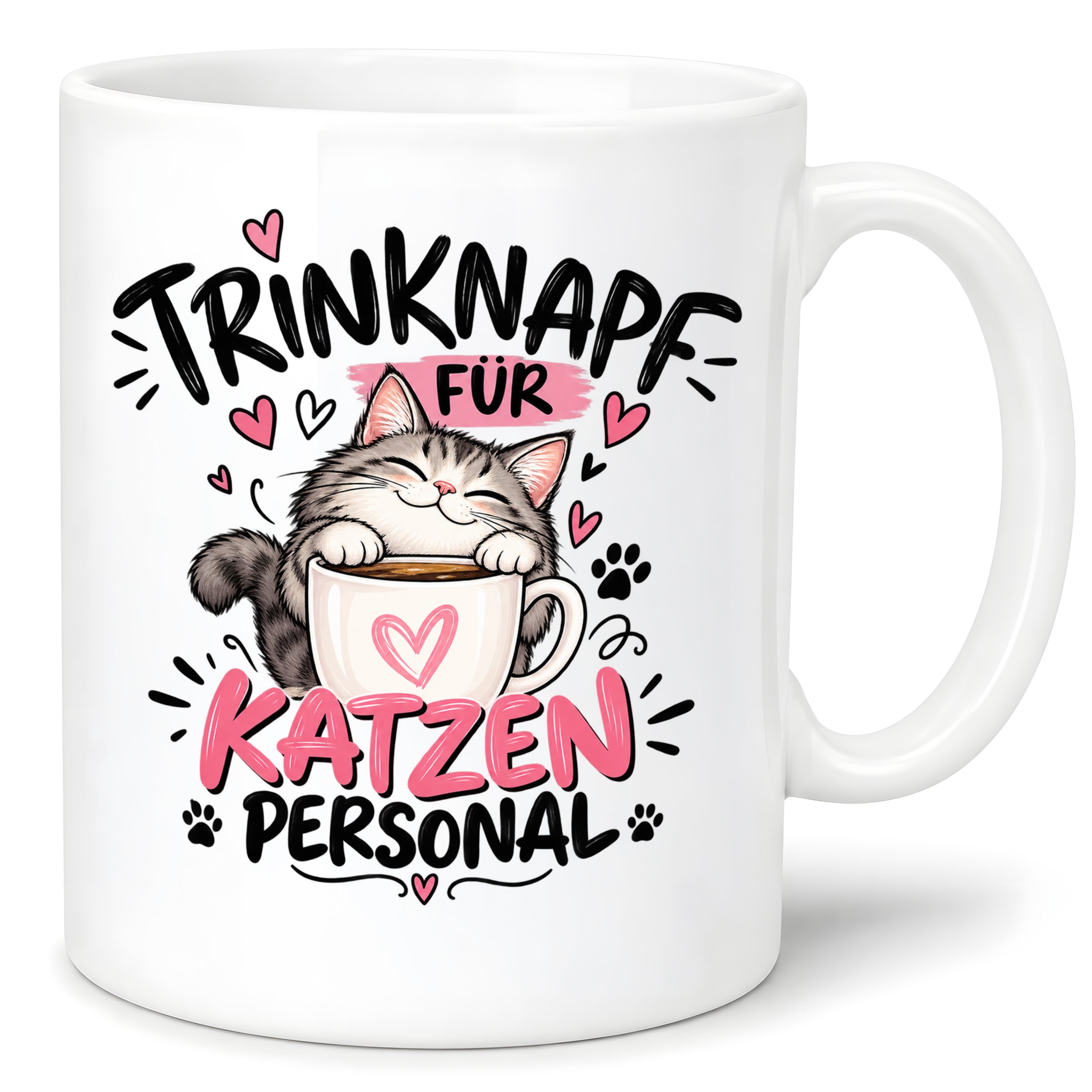 Herzbotschaft Tasse Katzenpersonal Trinknapf Katzen Geschenk 330 ml