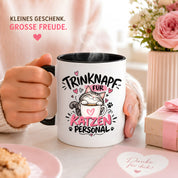 Herzbotschaft Tasse Katzenpersonal Trinknapf Katzen Geschenk 330 ml