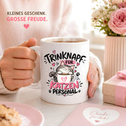 Herzbotschaft Tasse Katzenpersonal Trinknapf Katzen Geschenk 330 ml