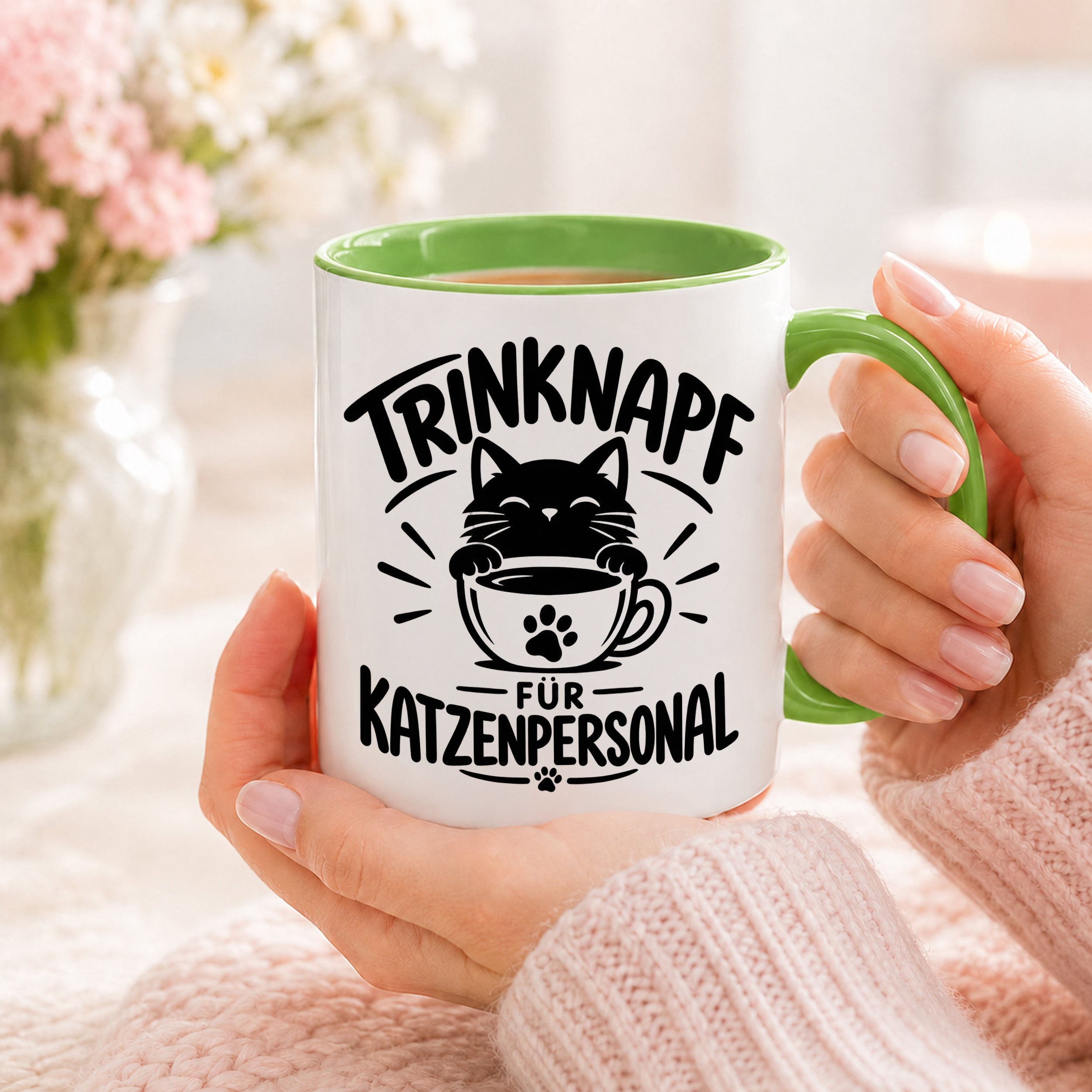 Herzbotschaft Tasse Katzenpersonal Trinknapf Katzen Geschenk 330 ml