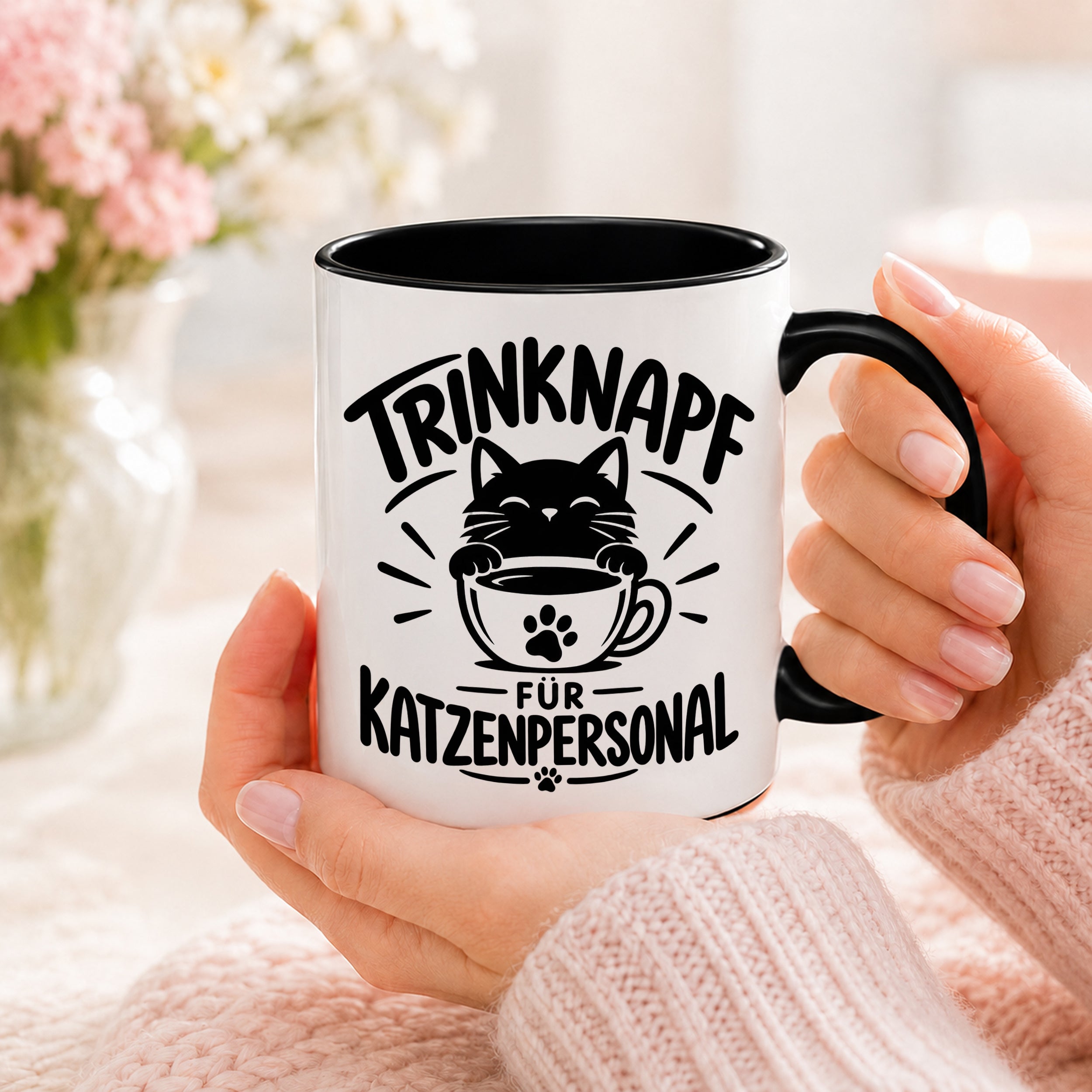 Herzbotschaft Tasse Katzenpersonal Trinknapf Katzen Geschenk 330 ml