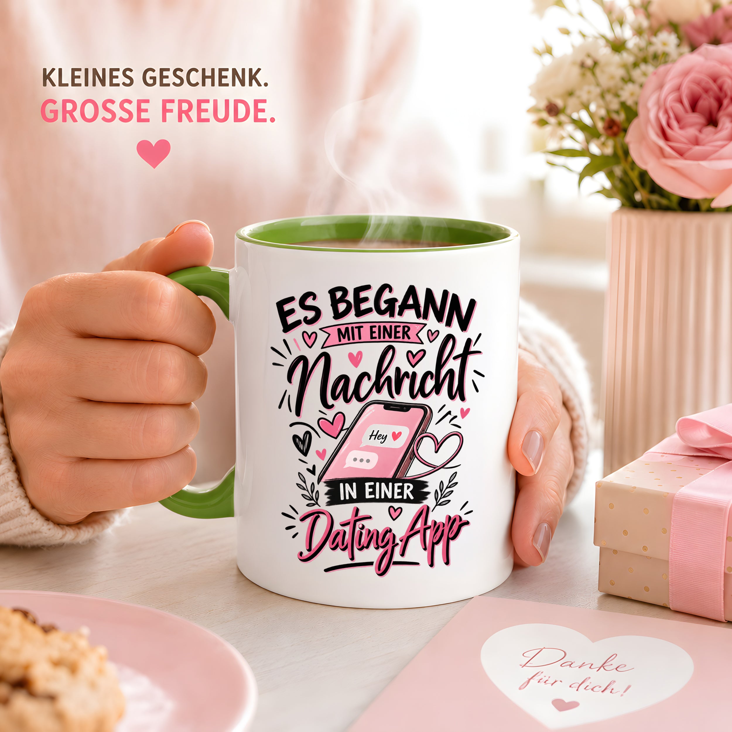 Herzbotschaft Tasse Dating App Liebe Geschenk Partner 330 ml