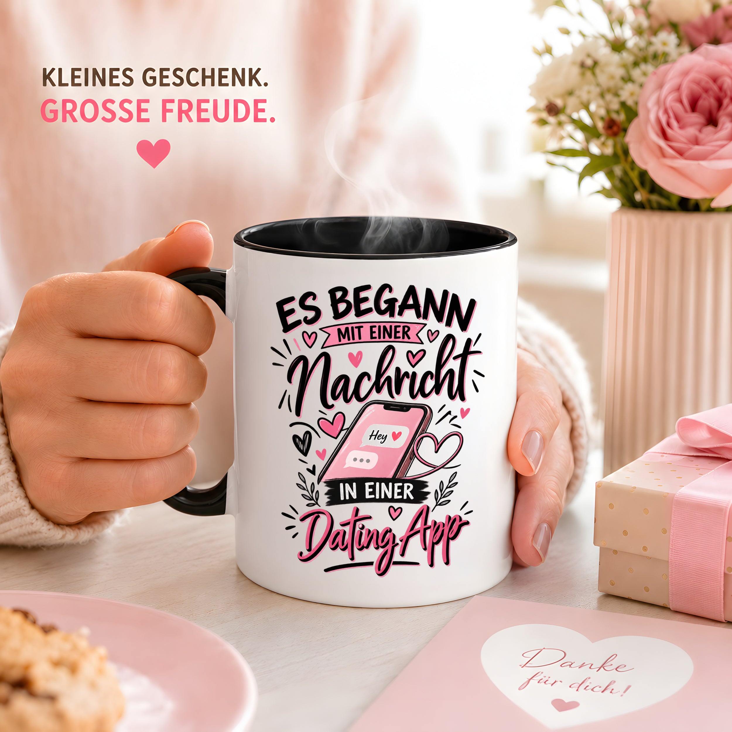 Herzbotschaft Tasse Dating App Liebe Geschenk Partner 330 ml