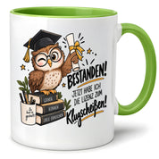 Herzbotschaft Tasse Prüfung bestanden Klugscheißen Geschenk 330 ml