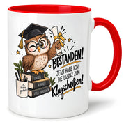 Herzbotschaft Tasse Prüfung bestanden Klugscheißen Geschenk 330 ml
