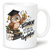 Herzbotschaft Tasse Prüfung bestanden Klugscheißen Geschenk 330 ml