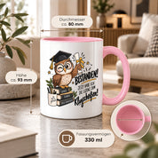 Herzbotschaft Tasse Prüfung bestanden Klugscheißen Geschenk 330 ml