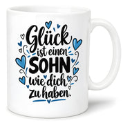 Herzbotschaft Tasse Sohn Geschenk mit Spruch Glück 330 ml