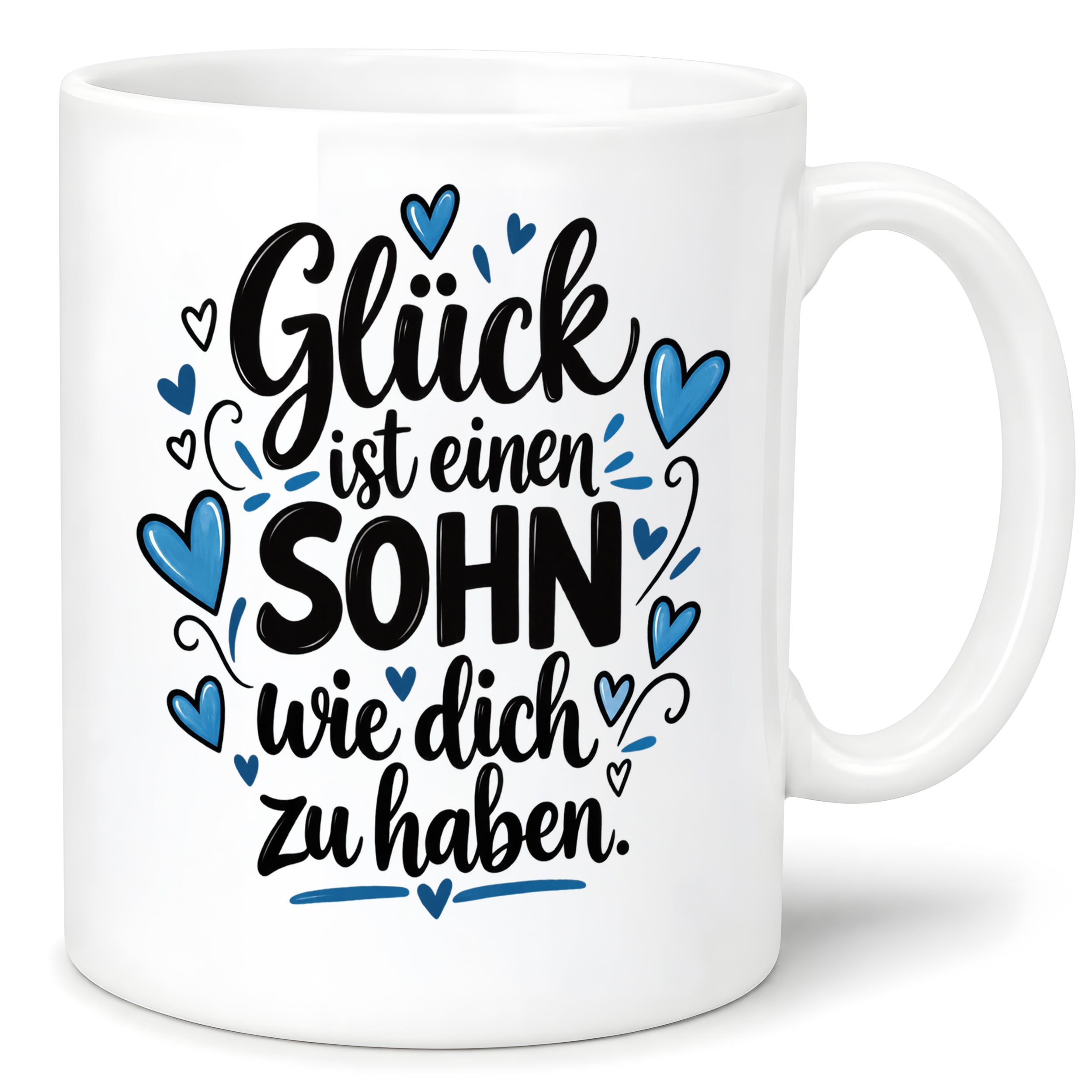 Herzbotschaft Tasse Sohn Geschenk mit Spruch Glück 330 ml