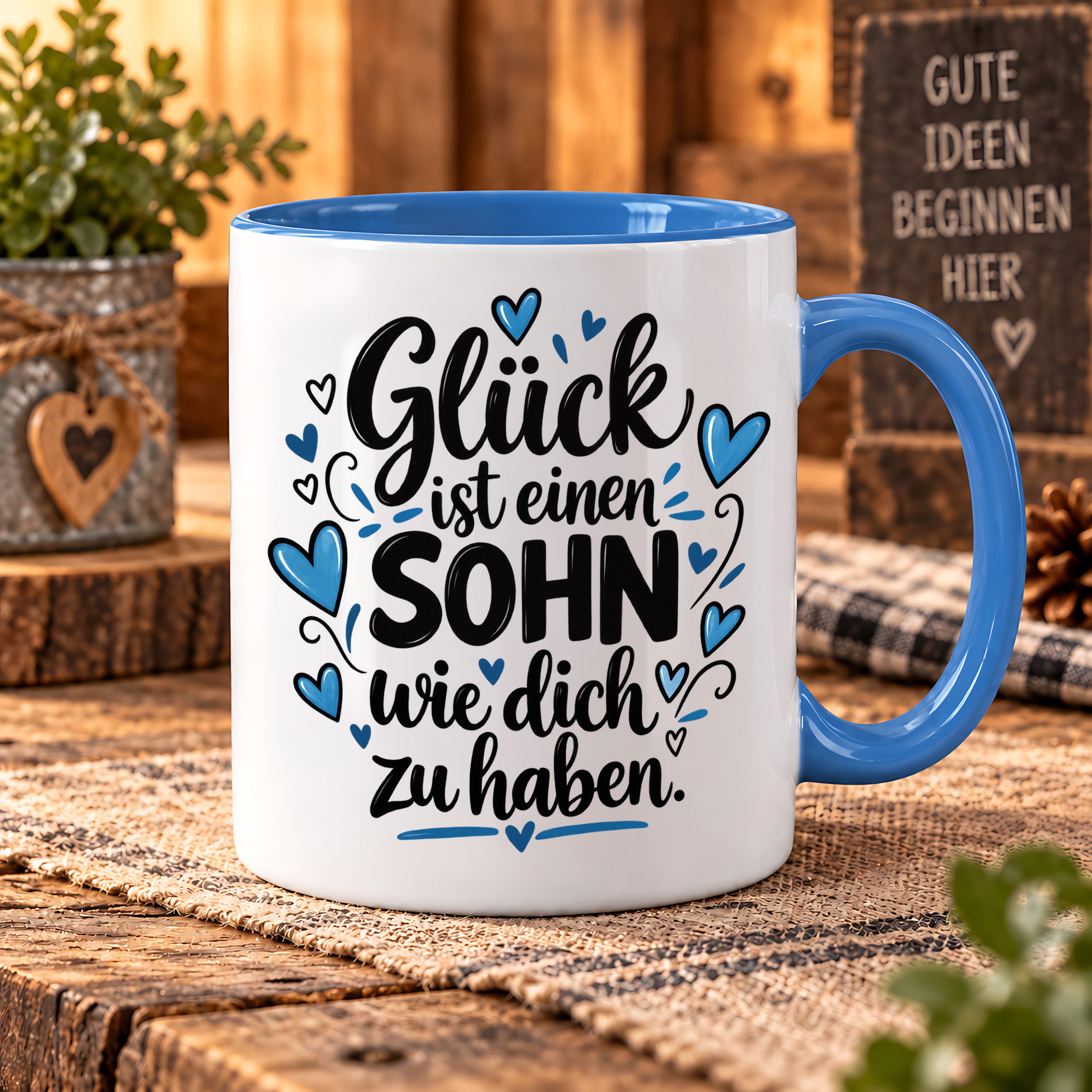 Herzbotschaft Tasse Sohn Geschenk mit Spruch Glück 330 ml