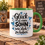 Herzbotschaft Tasse Sohn Geschenk mit Spruch Glück 330 ml