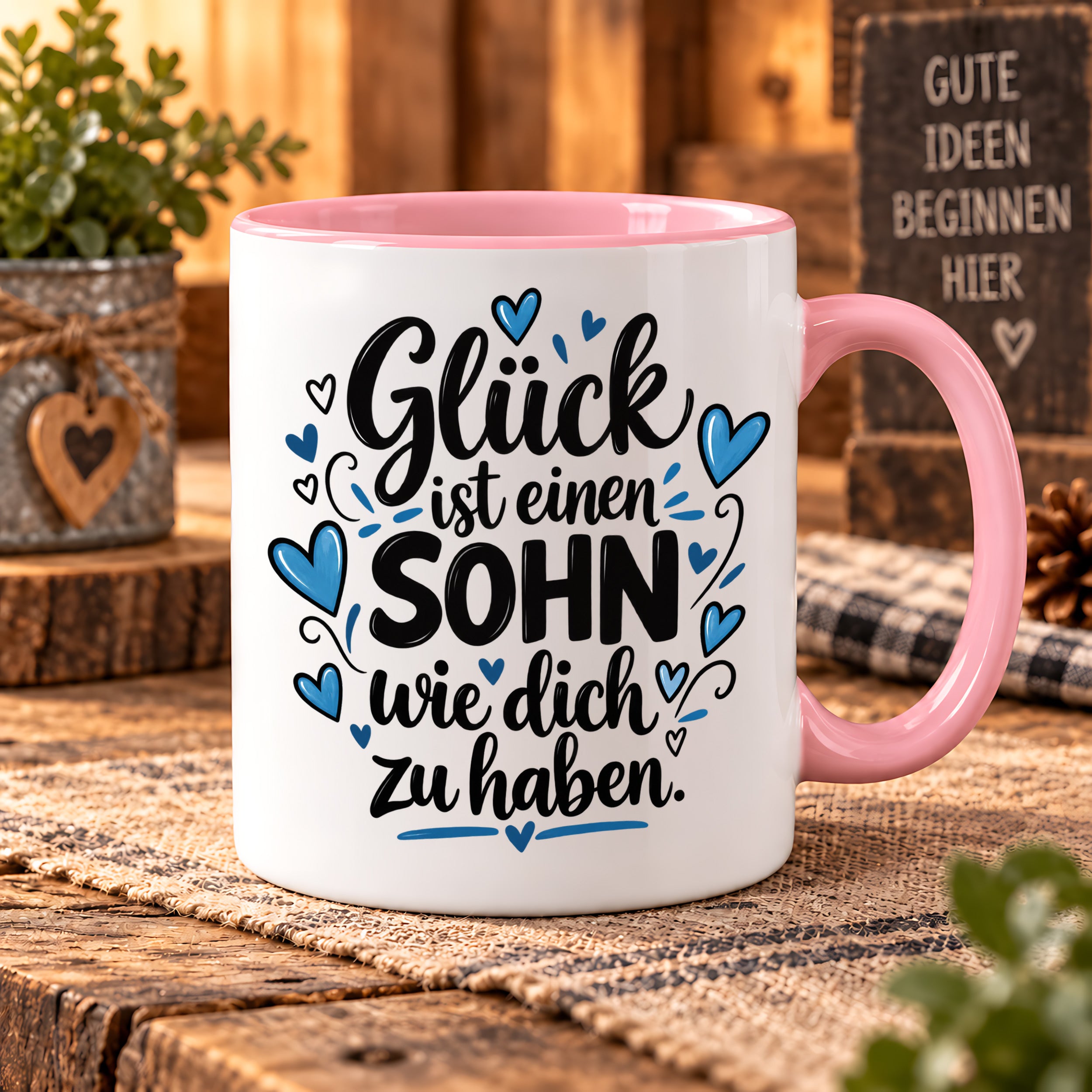 Herzbotschaft Tasse Sohn Geschenk mit Spruch Glück 330 ml