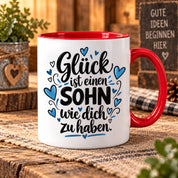 Herzbotschaft Tasse Sohn Geschenk mit Spruch Glück 330 ml