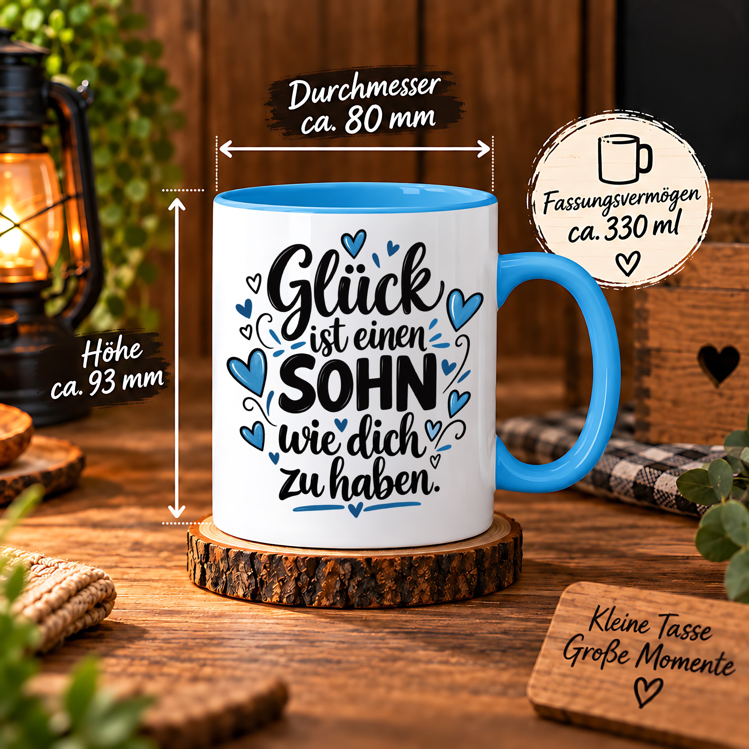 Herzbotschaft Tasse Sohn Geschenk mit Spruch Glück 330 ml