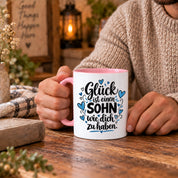 Herzbotschaft Tasse Sohn Geschenk mit Spruch Glück 330 ml