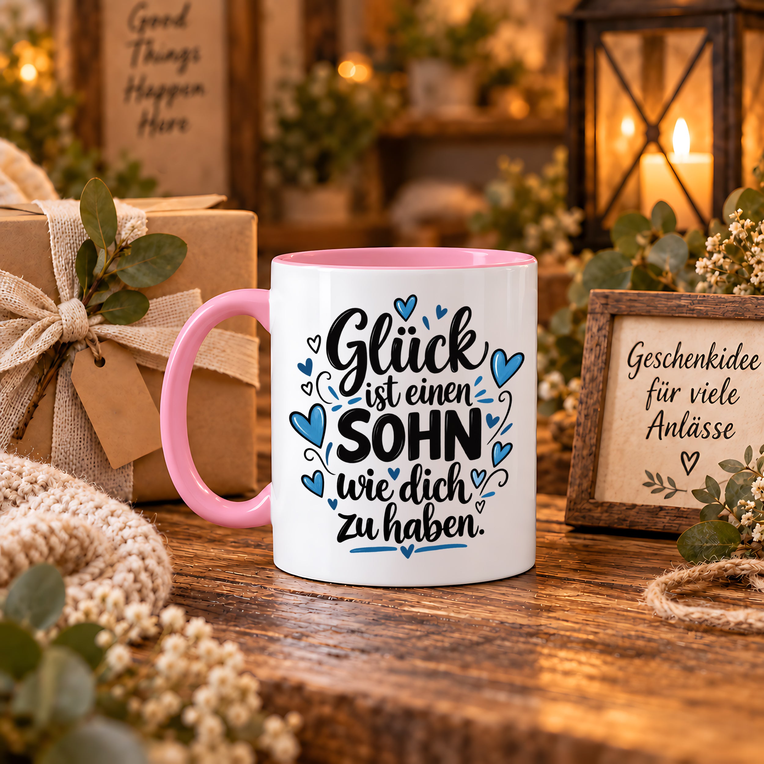 Herzbotschaft Tasse Sohn Geschenk mit Spruch Glück 330 ml