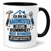 Herzbotschaft Tasse Hausmeister Geschenk Dummheit reparieren 330 ml