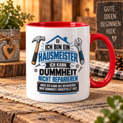 Herzbotschaft Tasse Hausmeister Geschenk Dummheit reparieren 330 ml