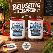 Herzbotschaft Tasse Hausmeister Geschenk Dummheit reparieren 330 ml
