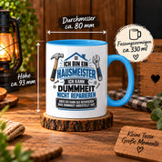 Herzbotschaft Tasse Hausmeister Geschenk Dummheit reparieren 330 ml