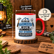 Herzbotschaft Tasse Hausmeister Geschenk Dummheit reparieren 330 ml