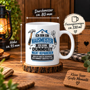 Herzbotschaft Tasse Hausmeister Geschenk Dummheit reparieren 330 ml