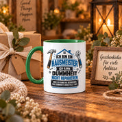 Herzbotschaft Tasse Hausmeister Geschenk Dummheit reparieren 330 ml