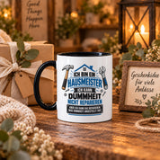 Herzbotschaft Tasse Hausmeister Geschenk Dummheit reparieren 330 ml
