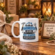 Herzbotschaft Tasse Hausmeister Geschenk Dummheit reparieren 330 ml