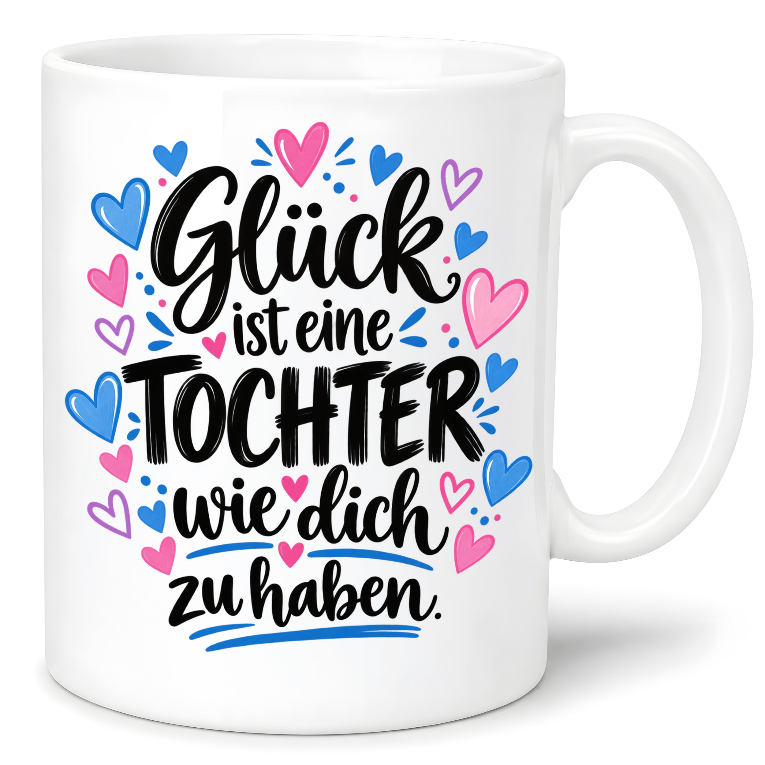 Herzbotschaft Tasse Tochter Geschenk mit Spruch Glück 330 ml
