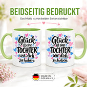 Herzbotschaft Tasse Tochter Geschenk mit Spruch Glück 330 ml