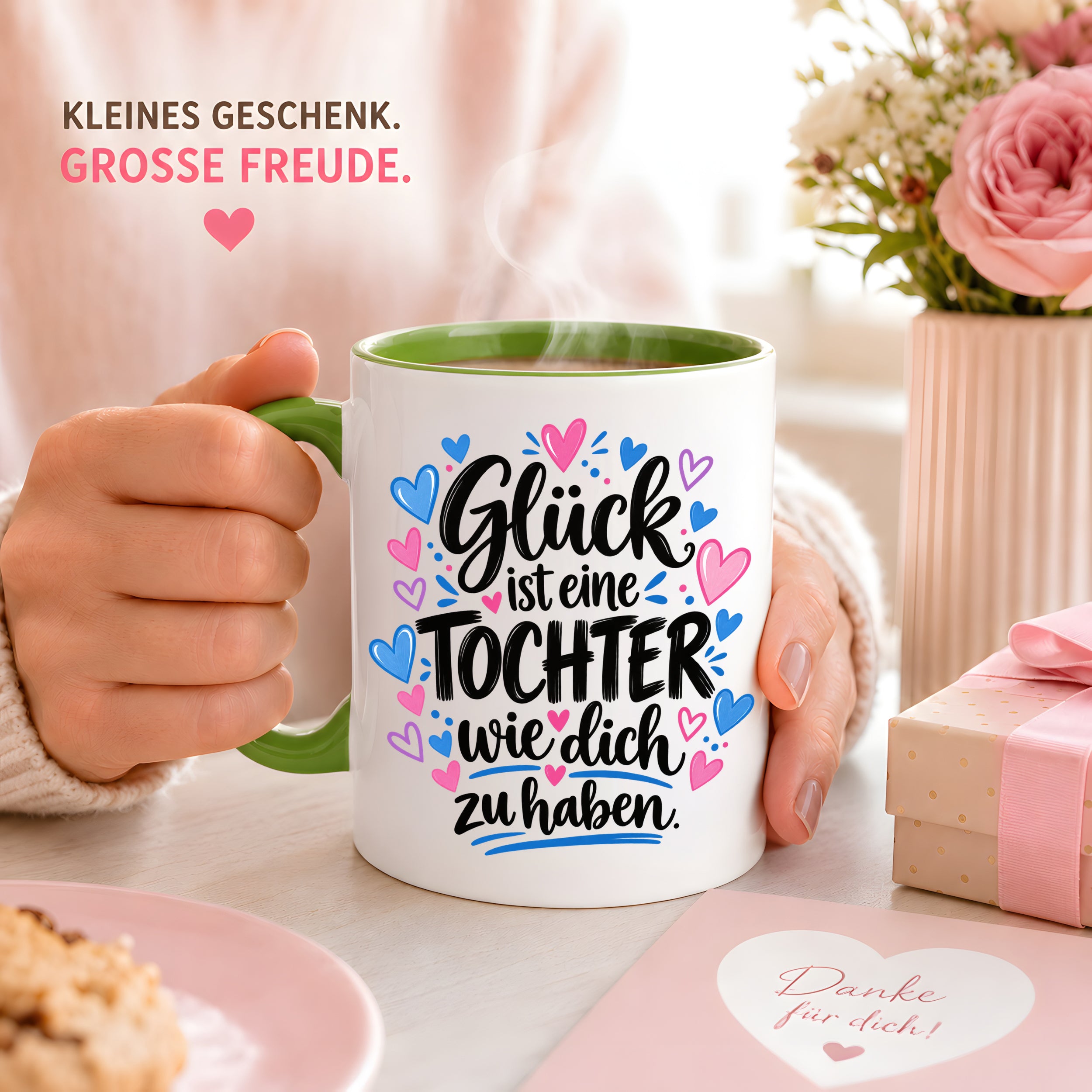 Herzbotschaft Tasse Tochter Geschenk mit Spruch Glück 330 ml