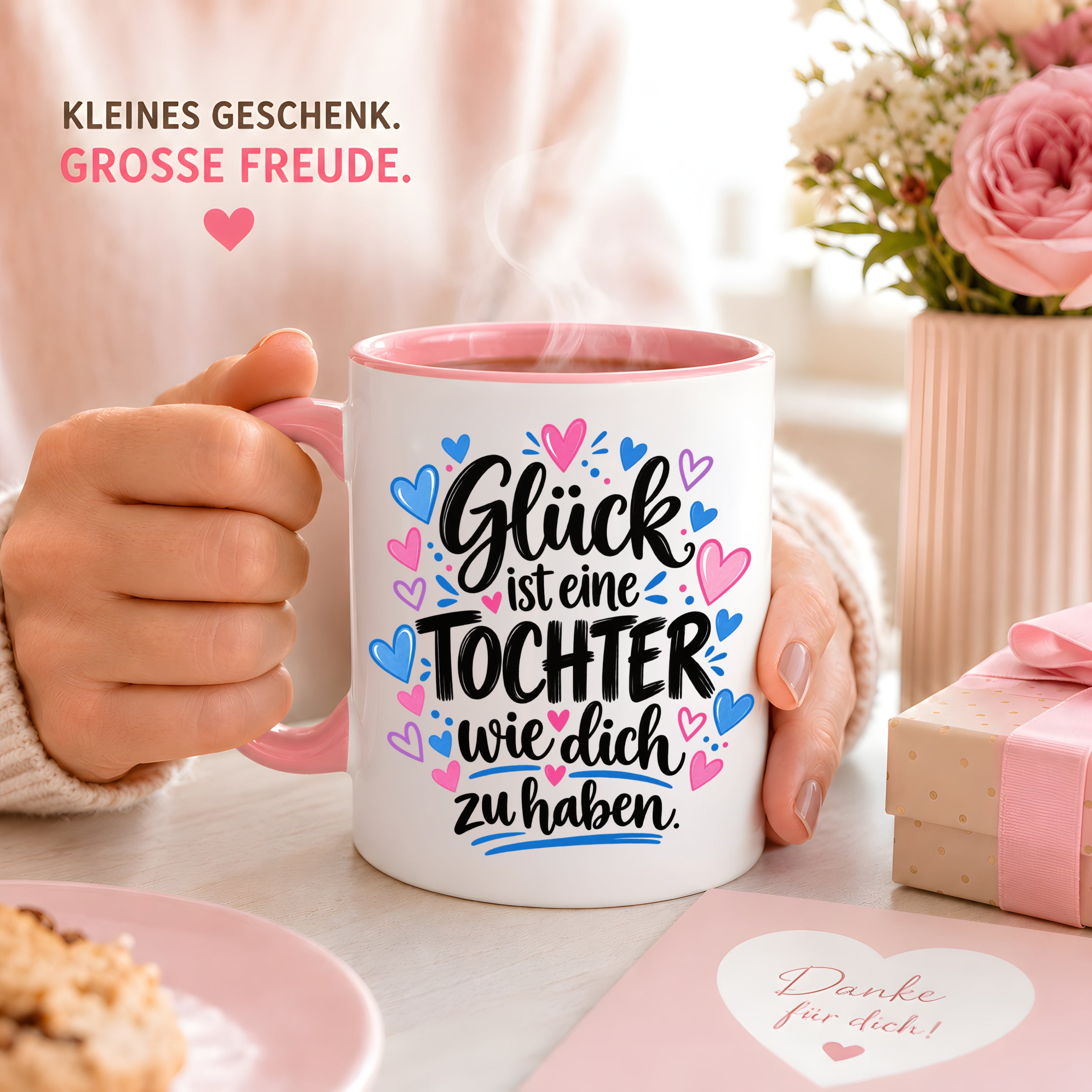 Herzbotschaft Tasse Tochter Geschenk mit Spruch Glück 330 ml