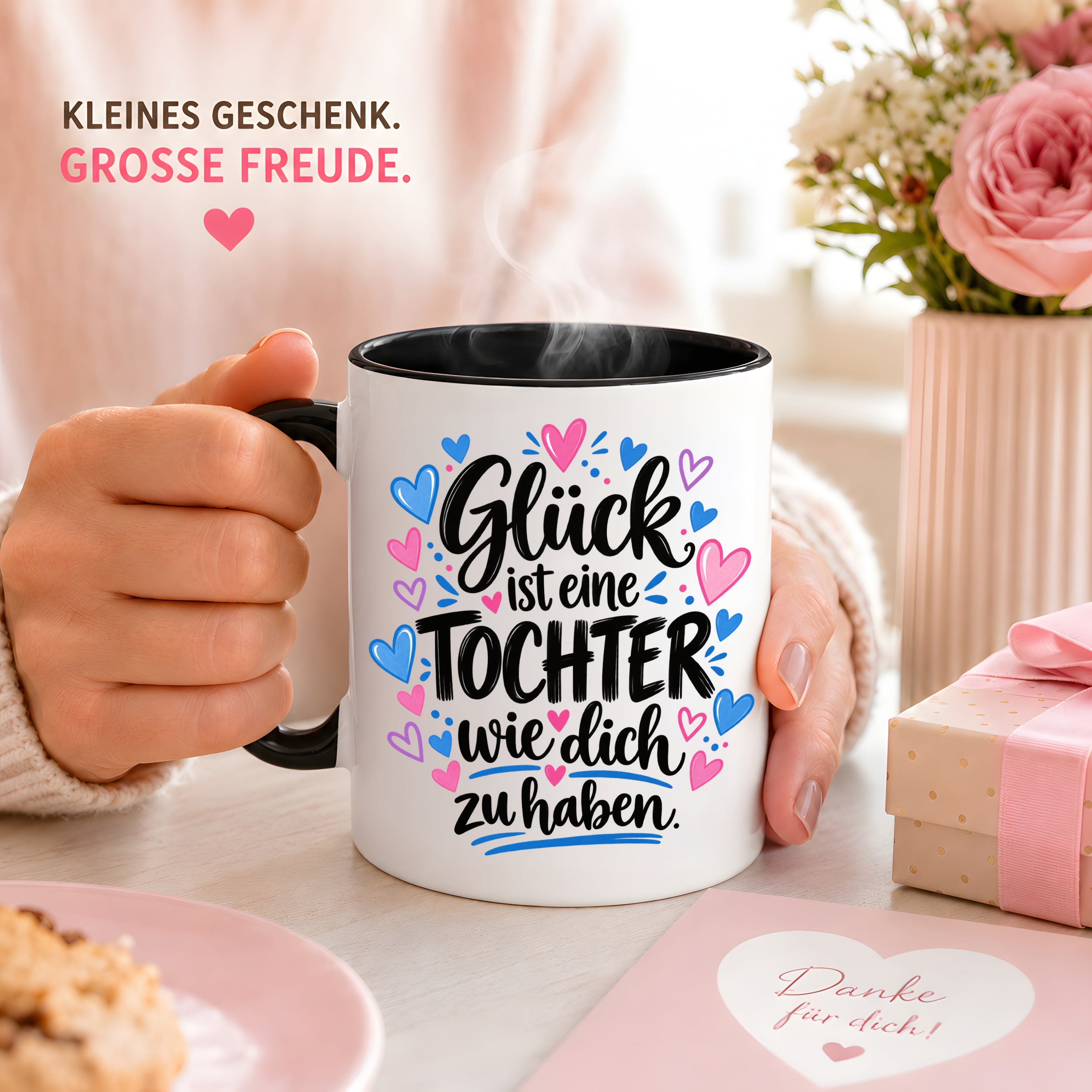 Herzbotschaft Tasse Tochter Geschenk mit Spruch Glück 330 ml