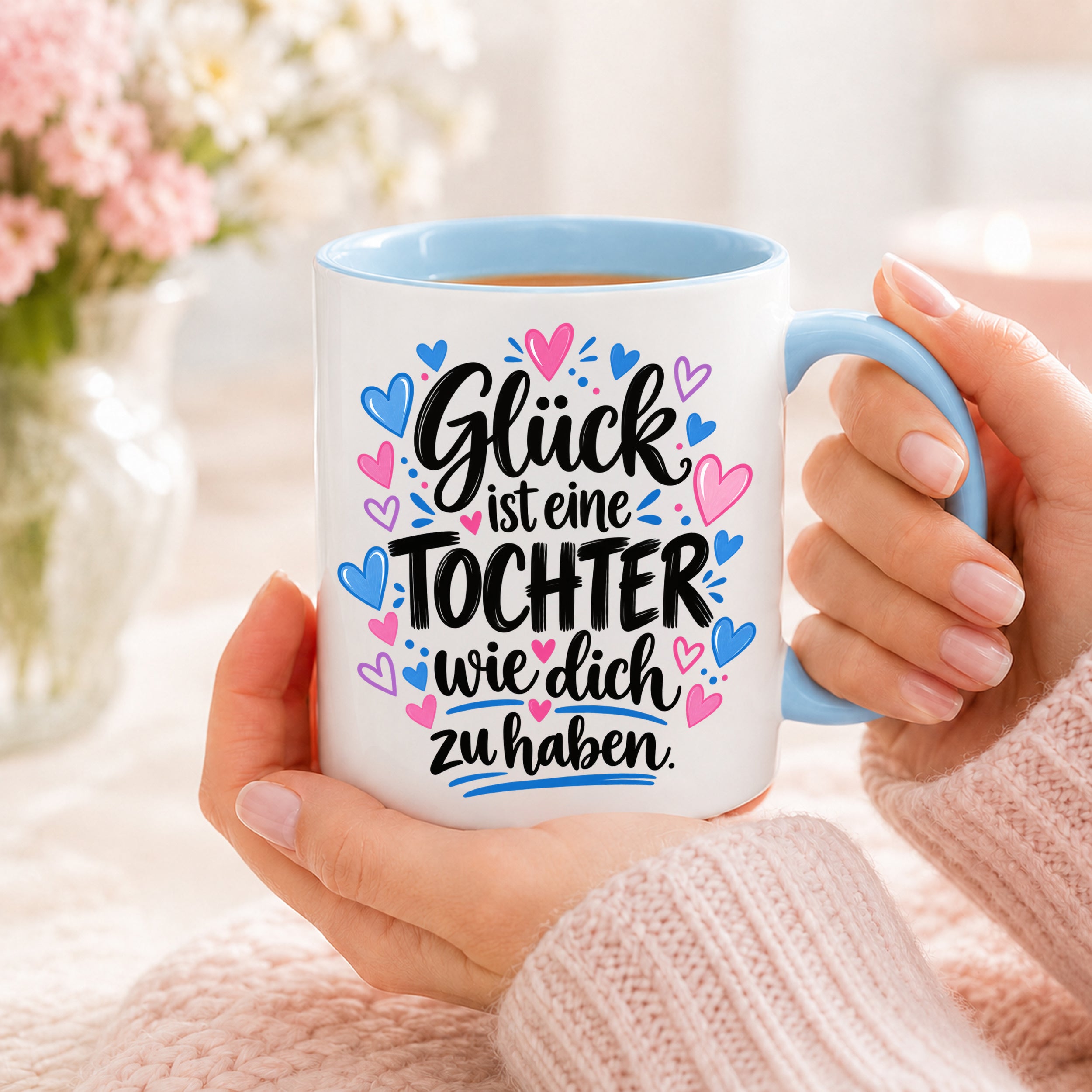 Herzbotschaft Tasse Tochter Geschenk mit Spruch Glück 330 ml
