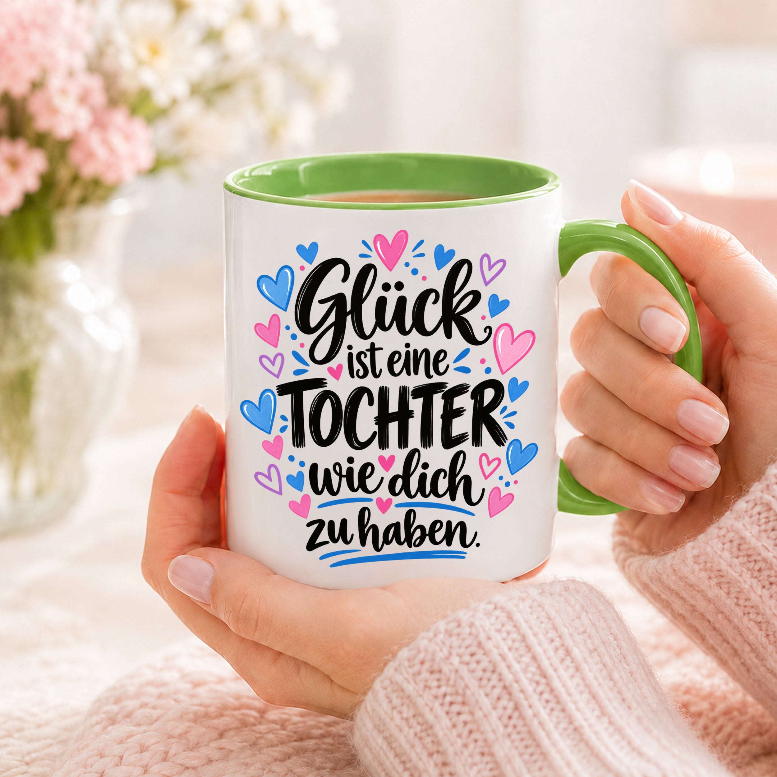 Herzbotschaft Tasse Tochter Geschenk mit Spruch Glück 330 ml