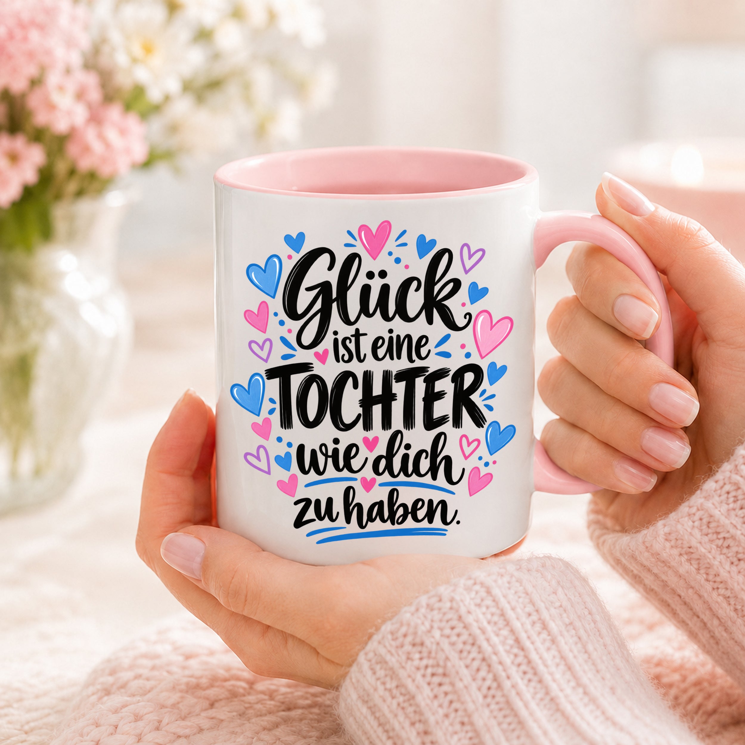 Herzbotschaft Tasse Tochter Geschenk mit Spruch Glück 330 ml