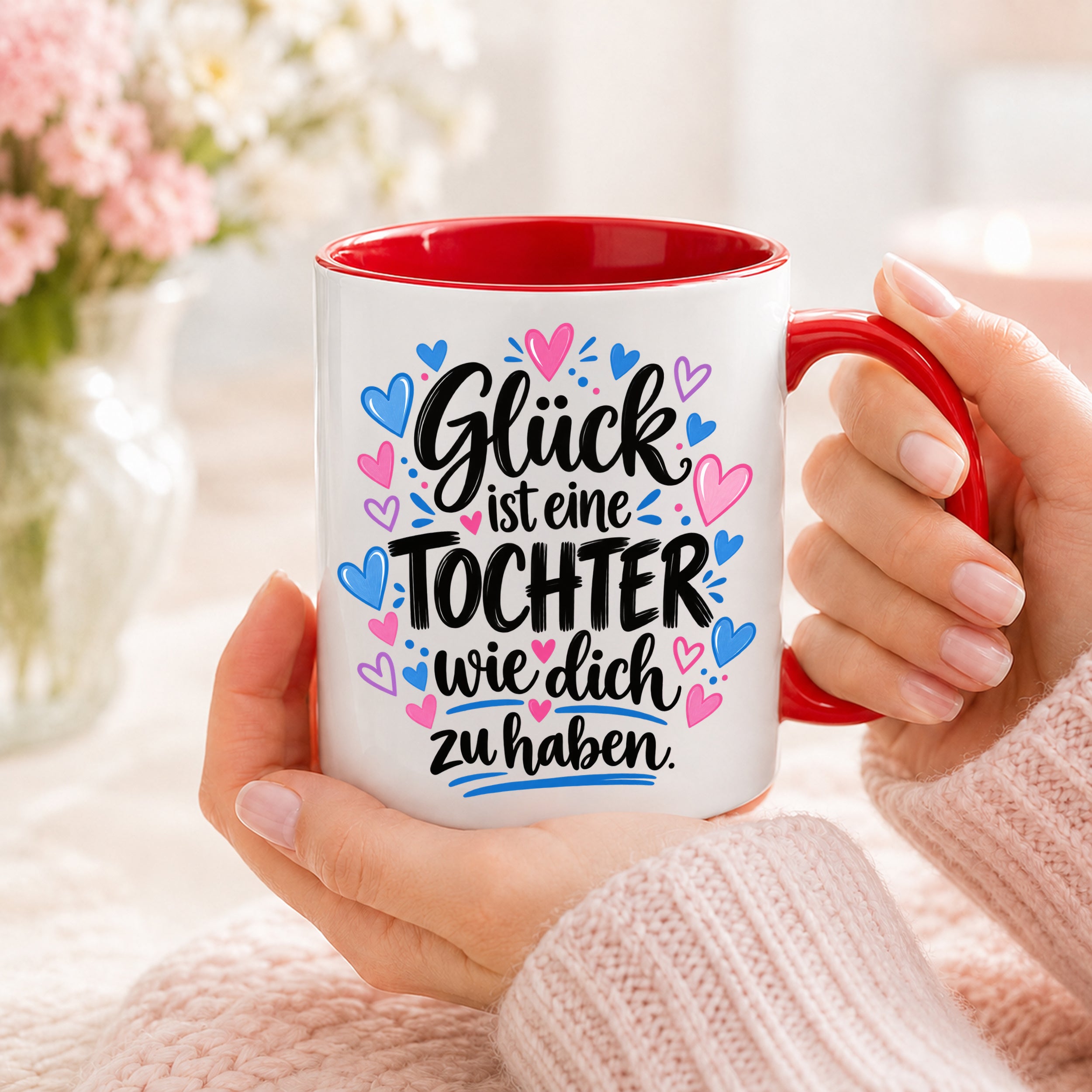 Herzbotschaft Tasse Tochter Geschenk mit Spruch Glück 330 ml