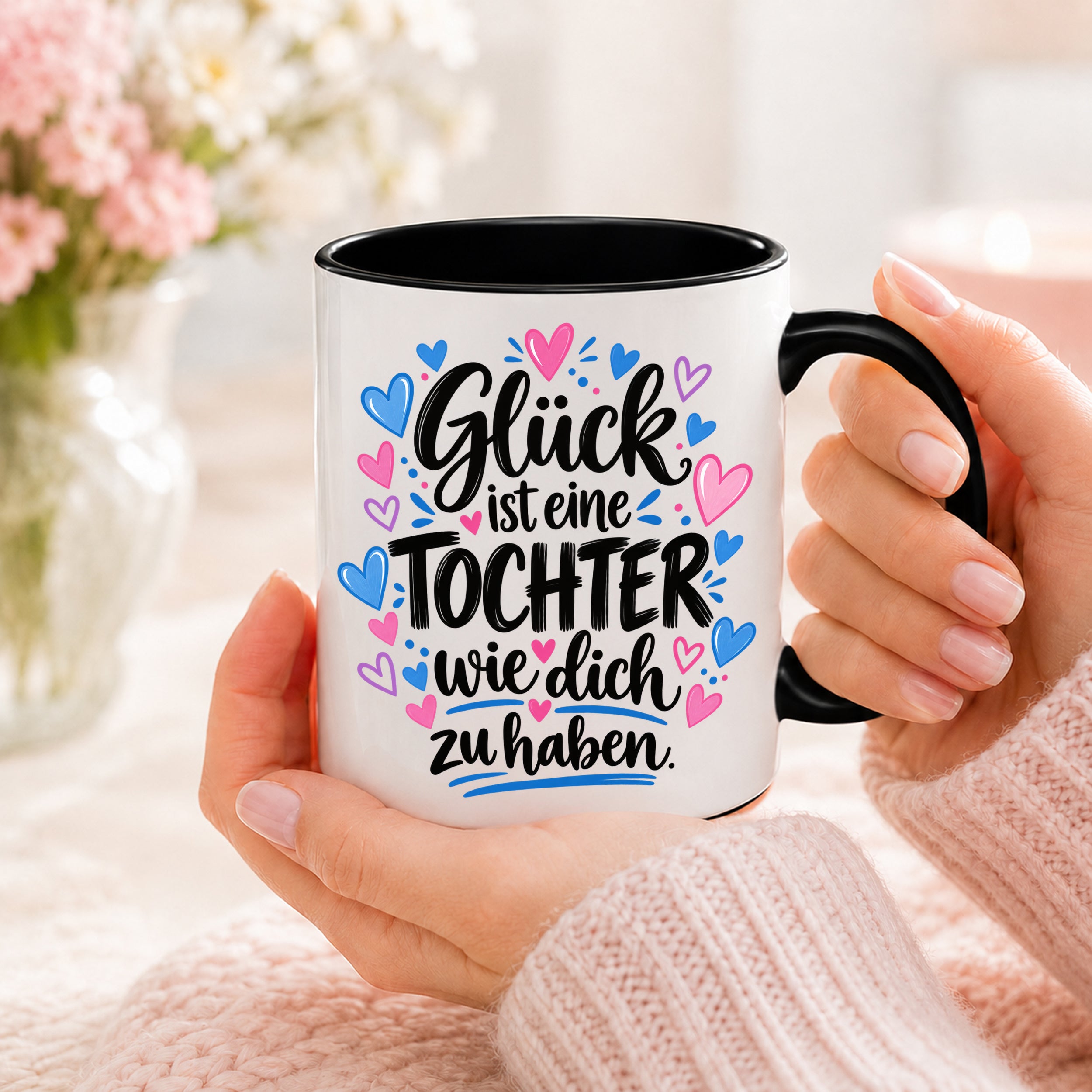 Herzbotschaft Tasse Tochter Geschenk mit Spruch Glück 330 ml
