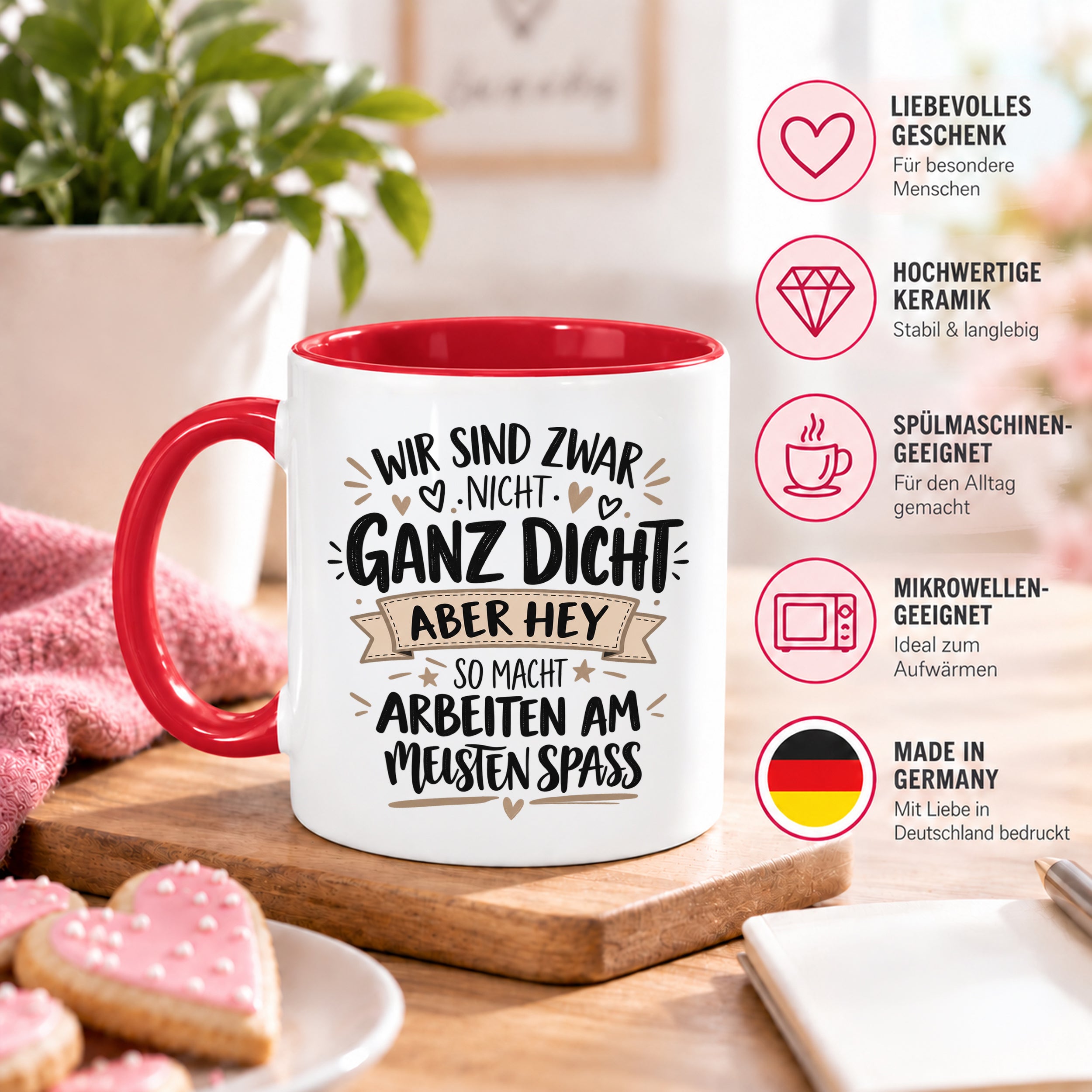 Herzbotschaft Tasse Kollegen Geschenk Arbeit Spaß 330 ml