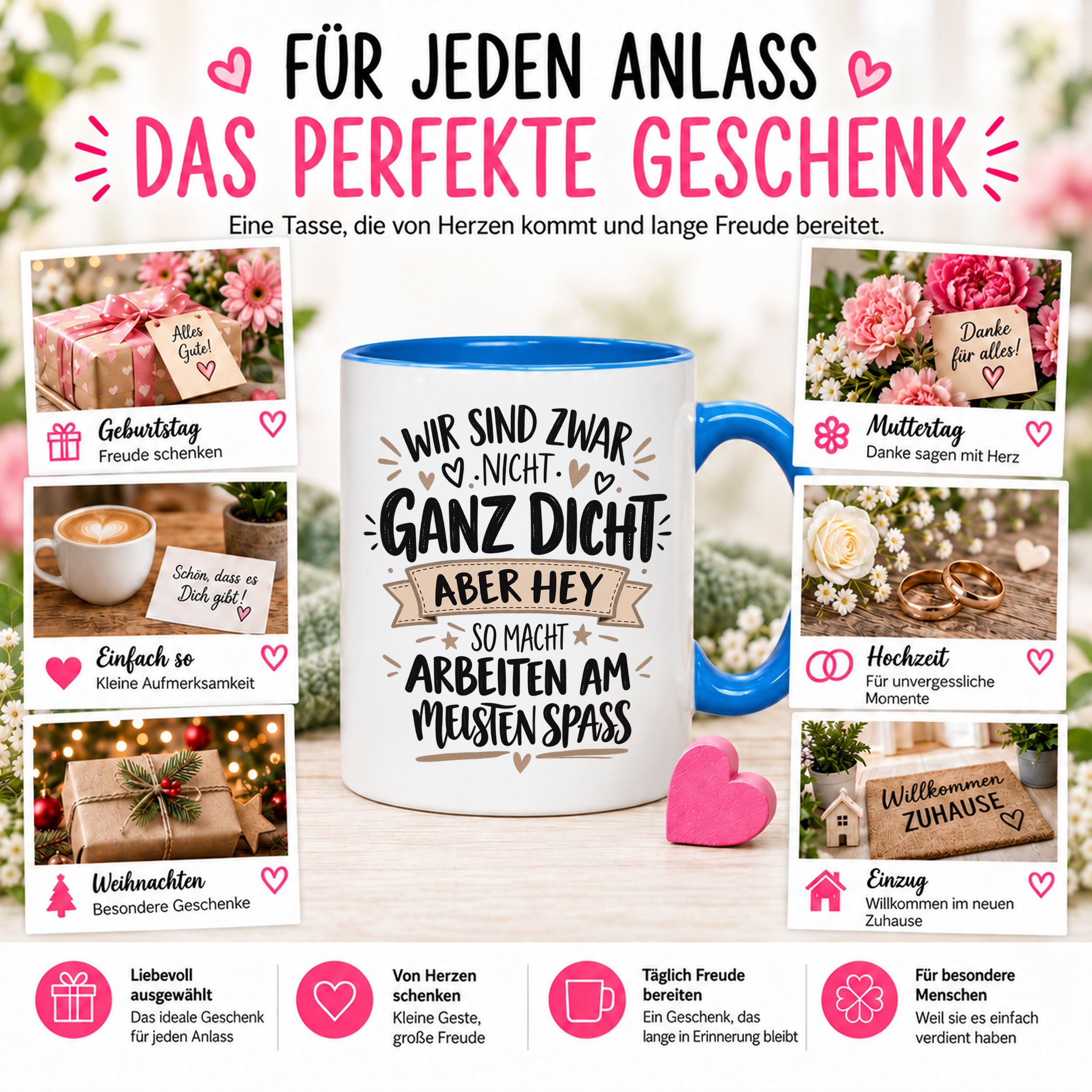 Herzbotschaft Tasse Kollegen Geschenk Arbeit Spaß 330 ml