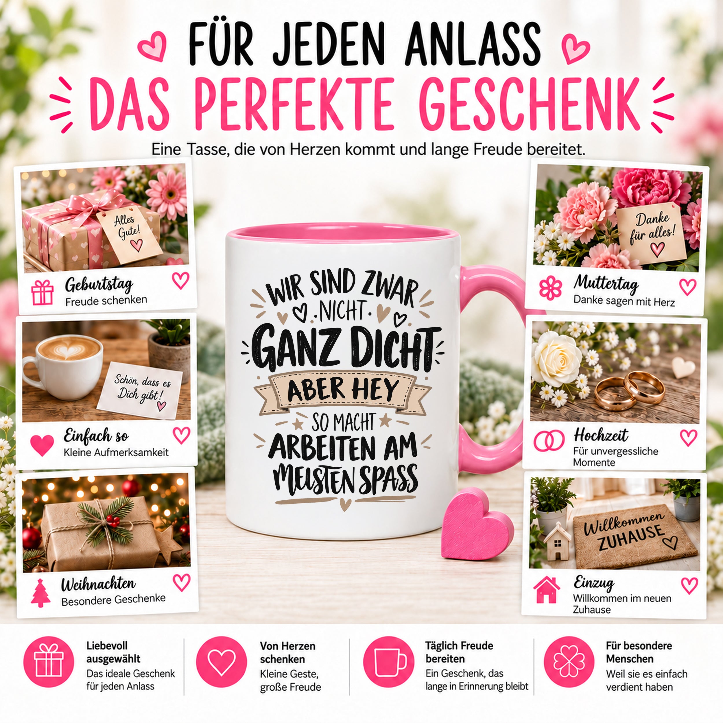 Herzbotschaft Tasse Kollegen Geschenk Arbeit Spaß 330 ml