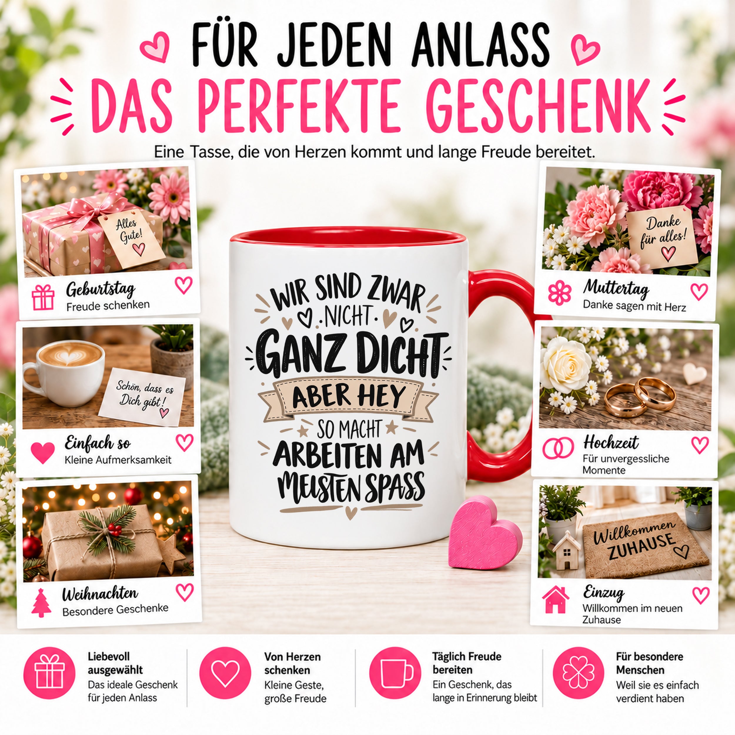 Herzbotschaft Tasse Kollegen Geschenk Arbeit Spaß 330 ml