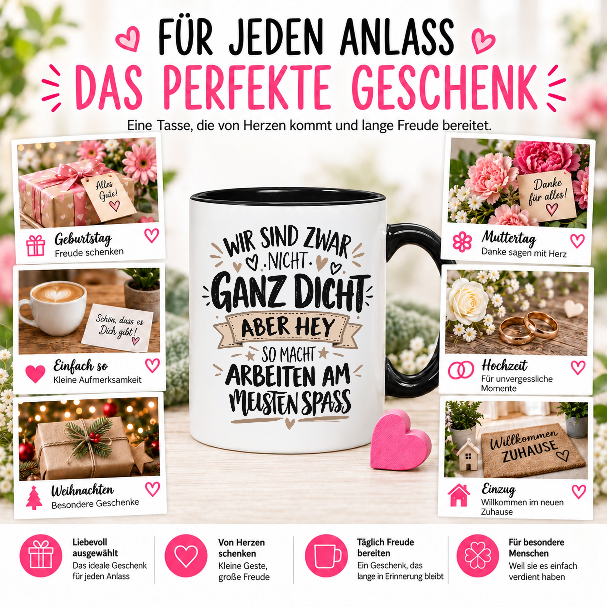 Herzbotschaft Tasse Kollegen Geschenk Arbeit Spaß 330 ml