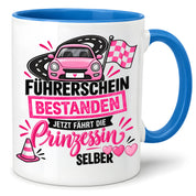 Herzbotschaft Tasse Führerschein bestanden Prinzessin Geschenk 330 ml