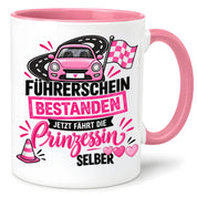 Herzbotschaft Tasse Führerschein bestanden Prinzessin Geschenk 330 ml