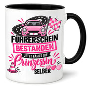 Herzbotschaft Tasse Führerschein bestanden Prinzessin Geschenk 330 ml