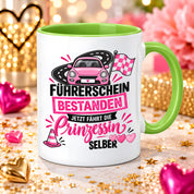 Herzbotschaft Tasse Führerschein bestanden Prinzessin Geschenk 330 ml