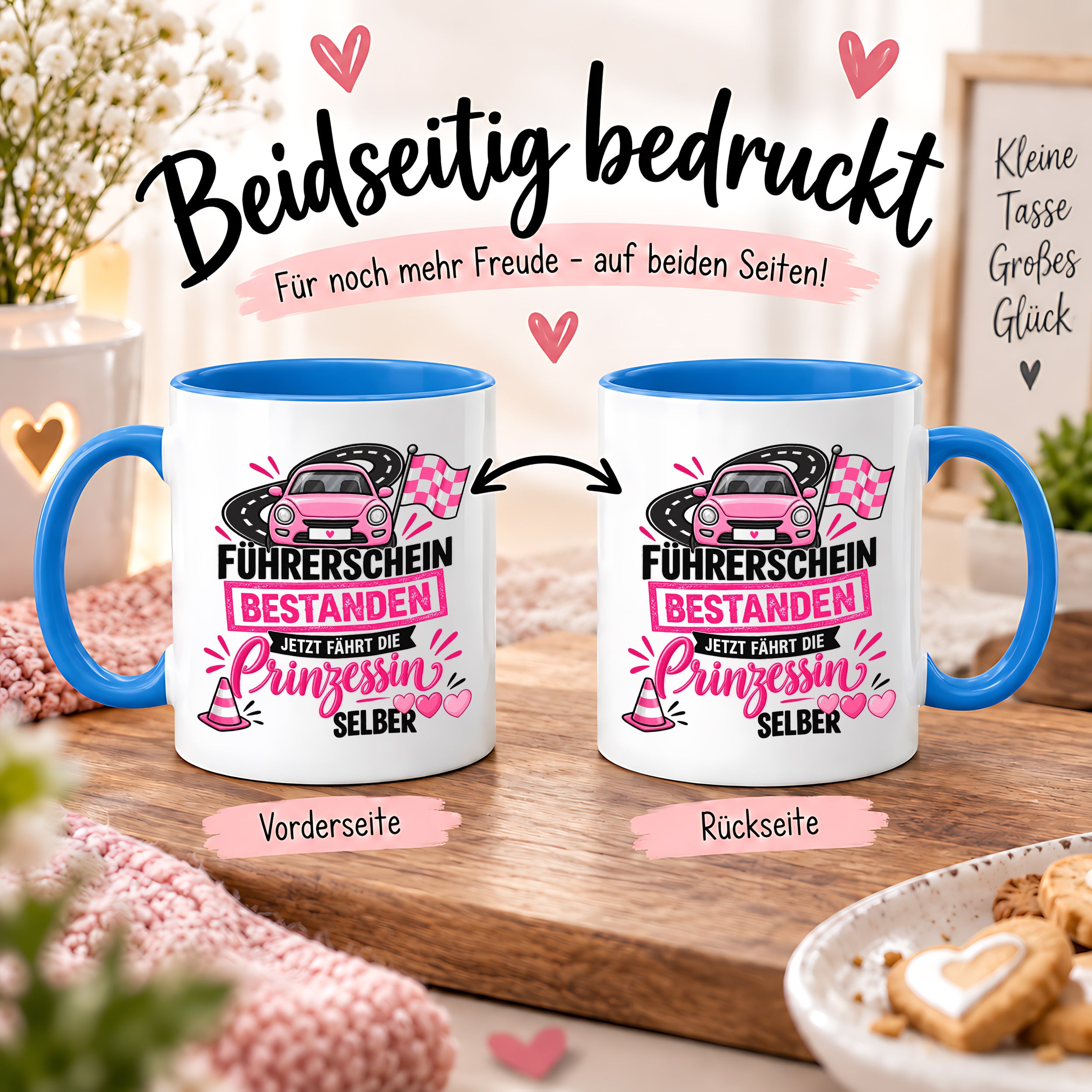 Herzbotschaft Tasse Führerschein bestanden Prinzessin Geschenk 330 ml