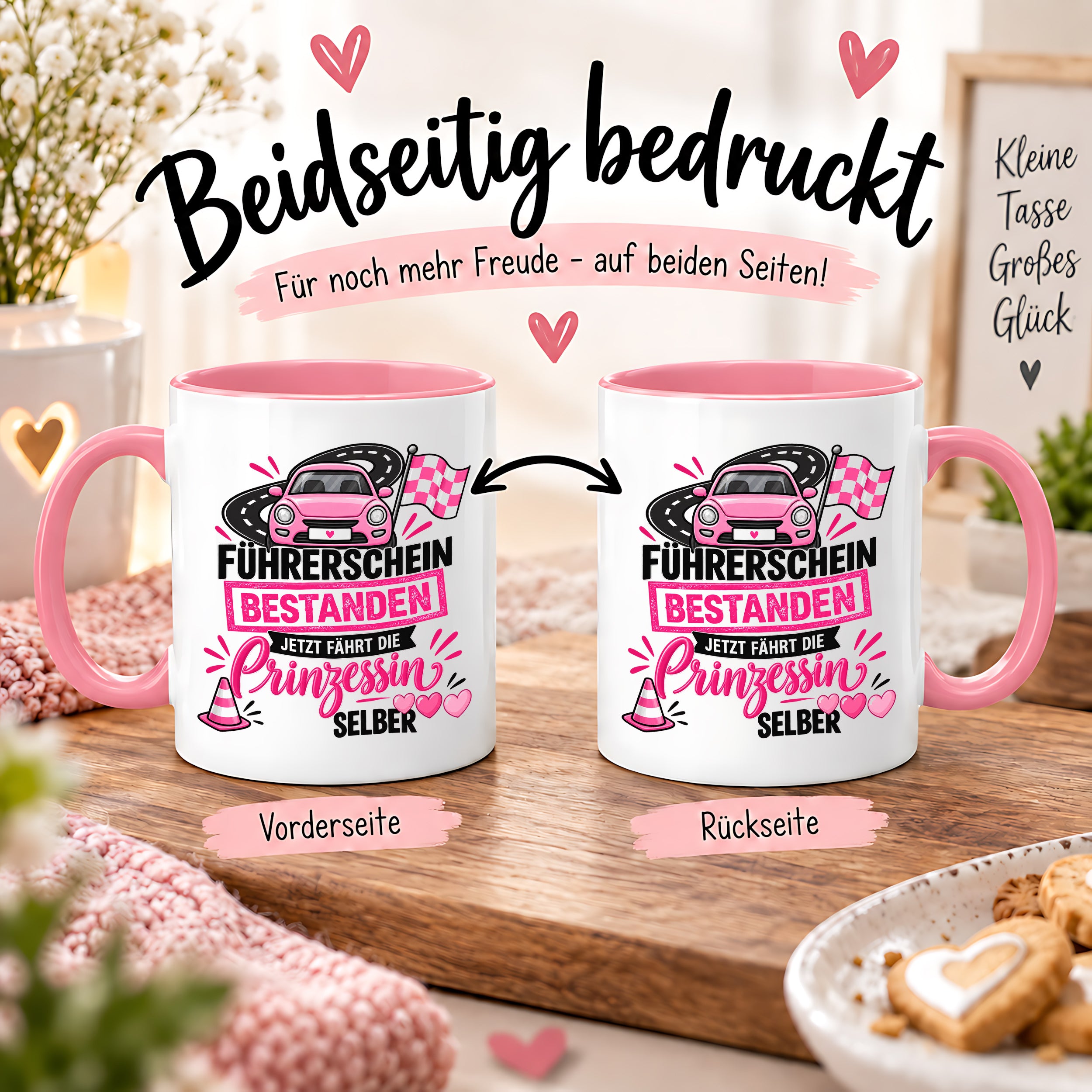 Herzbotschaft Tasse Führerschein bestanden Prinzessin Geschenk 330 ml